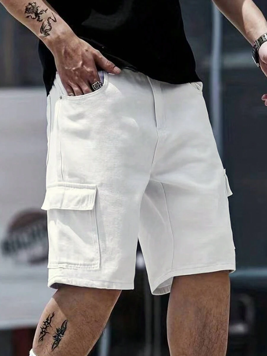 Manfinity Homme Men'S Multi-Pocket Casual Shorts - White - View 1