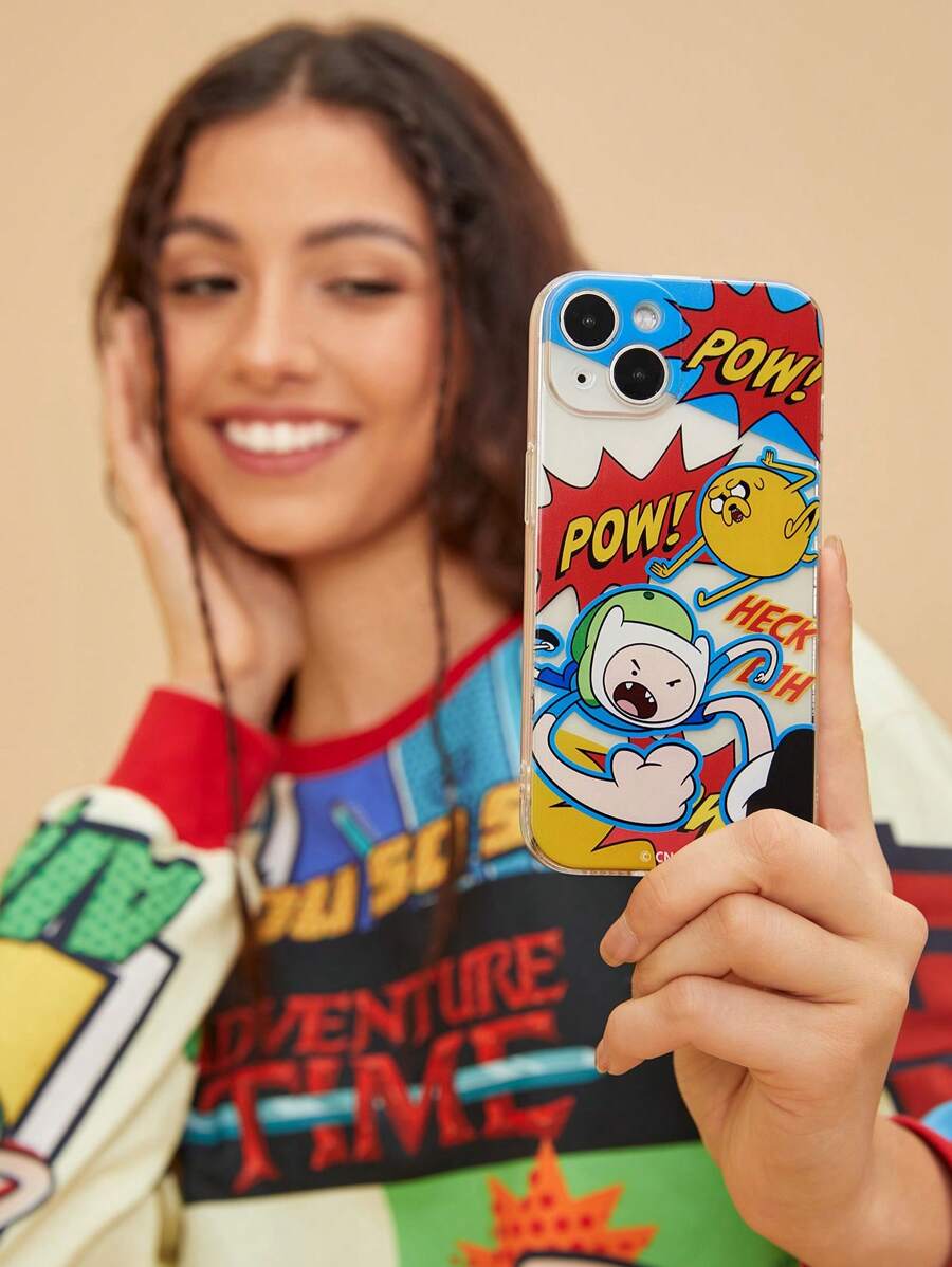 ADVENTURE TIME X SHEIN Cartoon Graphic Clear Phone Case, Gifts - Clear - View 1