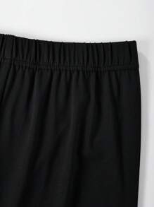 SHEIN Teen Girls Letter Print Slit Short Sleeve Waist & Tights - Multicolor - View 6