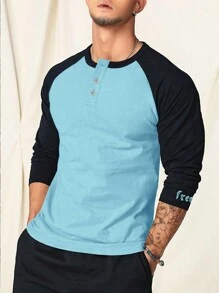 Manfinity Homme 男式色撞色領恤衫,半袖連襟袖 - 彩色 - 查看 1