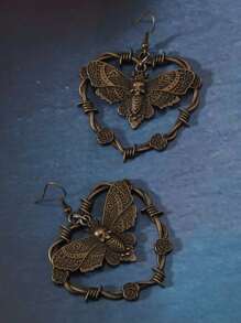 ROMWE Goth Pair Of Love Butterfly Charm Earrings - Bronze - View 3