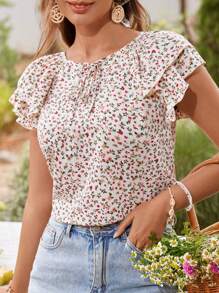 SHEIN VCAY Urlaub Damen Kurzarm Floral Hemd