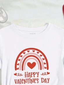 INAWLY Women's Heart & Slogan Printed Short Sleeve T-Shirt - White - View 4