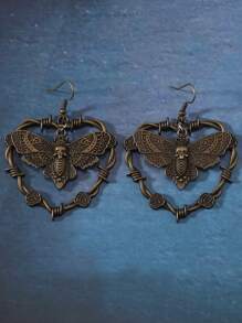 ROMWE Goth Pair Of Love Butterfly Charm Earrings - Bronze - View 4