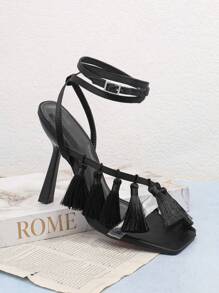 SHUZIA Women's Black Fashion High Heel Sandals - Black - View 2