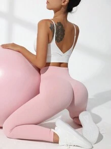 Easithlete Của phụ nữ Liền mạch Quần Xà cạp thể thao - Hồng - Xem 7