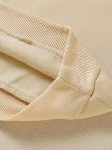 SHEIN EZwear 大尺寸卡通字母印花衛衣 - 杏色 - 查看 3