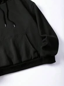 SHEIN EZwear 女用背龍圖案連帽衛衣 - 黑色 - 查看 6