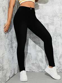 Women'S Skinny Fit Butt Lifting Jeans - Black - View 5