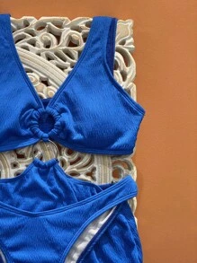 SHEIN Swim Tankini Set With Ring Cutout Details Carnival Summer