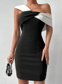 Asymmetrisch Halslijn Fitting jurk