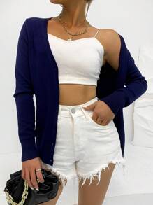 AAmilife V-Neck Knitted Cardigan For Women - Navy Blue - View 5