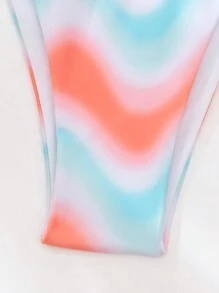 SHEIN Swim Summer Ladies' Gradient Color Swimwear Set Carnival - Multicolor - View 5