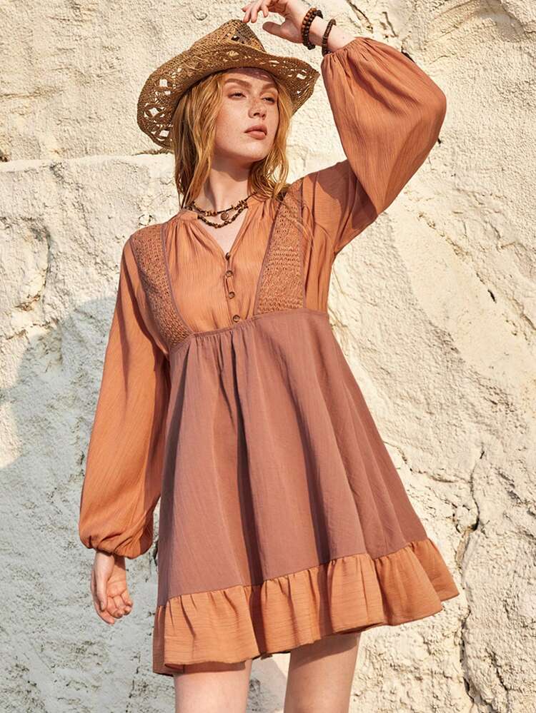 Vacation Women'S Lantern Sleeve Two-Piece Set