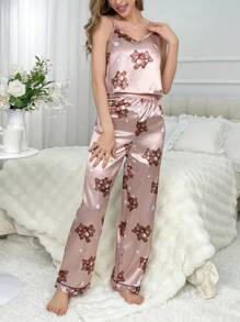 Women's Bear Print Camisole Trousers Pajama Set