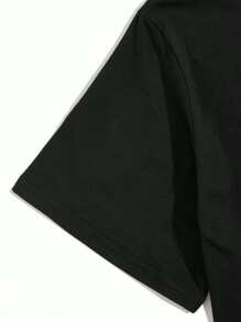 Manfinity Homme Men's Letter Printed Short Sleeve T-Shirt - Black - View 4