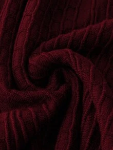 EMERY ROSE Plus Size Solid Color Elastic Waist Sweater Skirt - Red - View 5