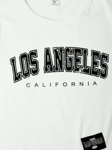 SHEIN Teen Girls Letter Print Slit Short Sleeve Waist & Tights - Multicolor - View 7