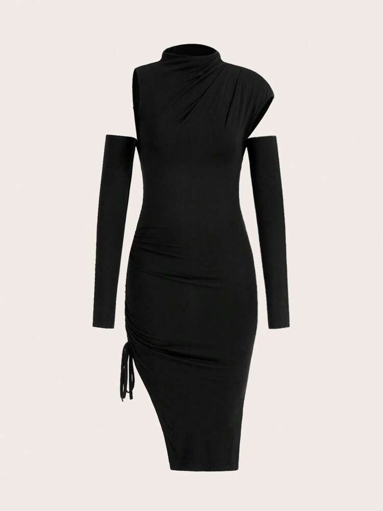 Slim Fit Cut Out Drawstring Side Detailing Dress