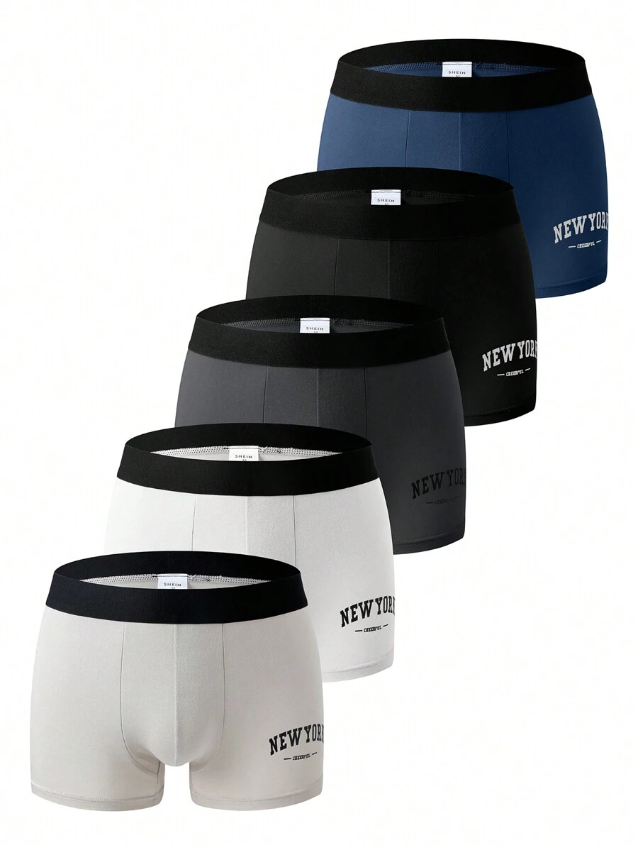 Men'S Breathable Monogram Boxer Briefs All Seasons (5-Piece Set) - Multicolor - View 1