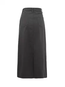 DAZY Màu thuần Chân váy Denim thẳng - Xám - Xem 4