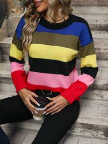SHEIN Frenchy Jersey De Hombro Caído De Bloque De Color - Multicolor - Ver 5