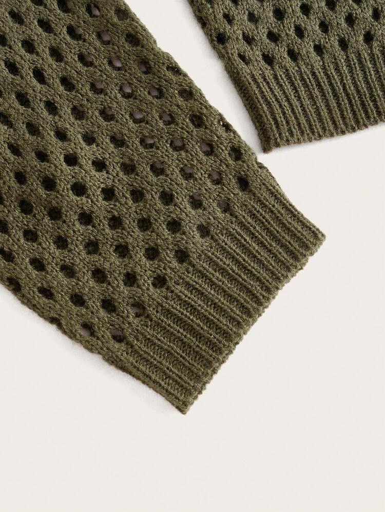 Plus Size Women's Five-Pointed Star Pattern Hollow Sweater Pullover