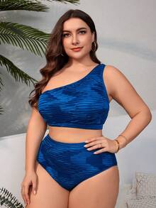 SHEIN Swim Curve 大码扎染比基尼套装夏季海滩 - 藏蓝色 - 查看 4