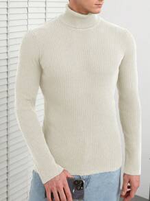 RueChic Men's Turtleneck Long Sleeve Sweater - White - View 1