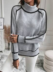 SHEIN LUNE 女式有領高領毛衣 - 彩色 - 查看 4