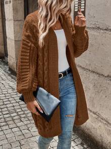 SHEIN LUNE 女士實色垂襬羊毛衫 - 巧克力棕 - 查看 3