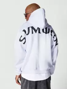 SUMWON Áo hoodie trùm đầu có in hình đồ họa ở lưng - trắng - Xem 1