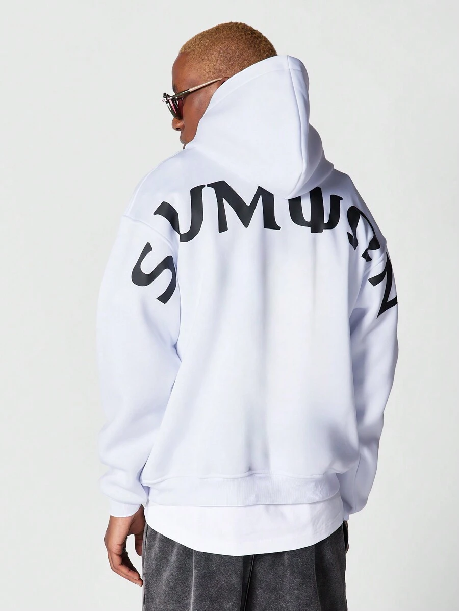 SUMWON Áo hoodie trùm đầu có in hình đồ họa ở lưng - trắng - Xem 1