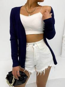 AAmilife V-Neck Knitted Cardigan For Women - Navy Blue - View 6