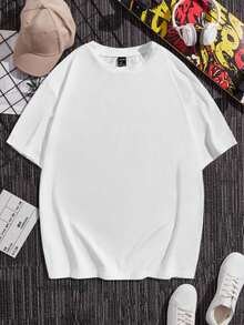 Manfinity EMRG 男士鬆身領口骷髏心形圖案短袖T恤 - 白色 - 查看 3