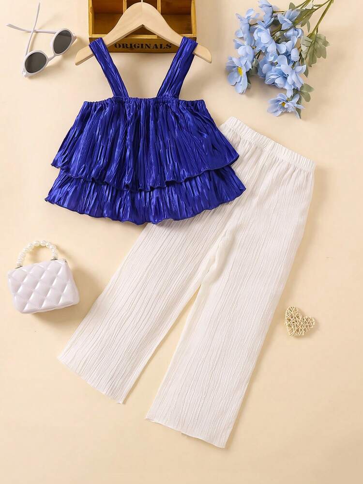 Sweet And Ladylike Casual And Fashionable Two-Piece Set For Girls