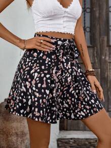 Breezaya Ladies' Waist-Knotted All-Over Printed Culottes
