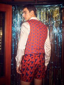 Manfinity VCAY Men'S Geometric Printed Woven Vest - Orange - View 2