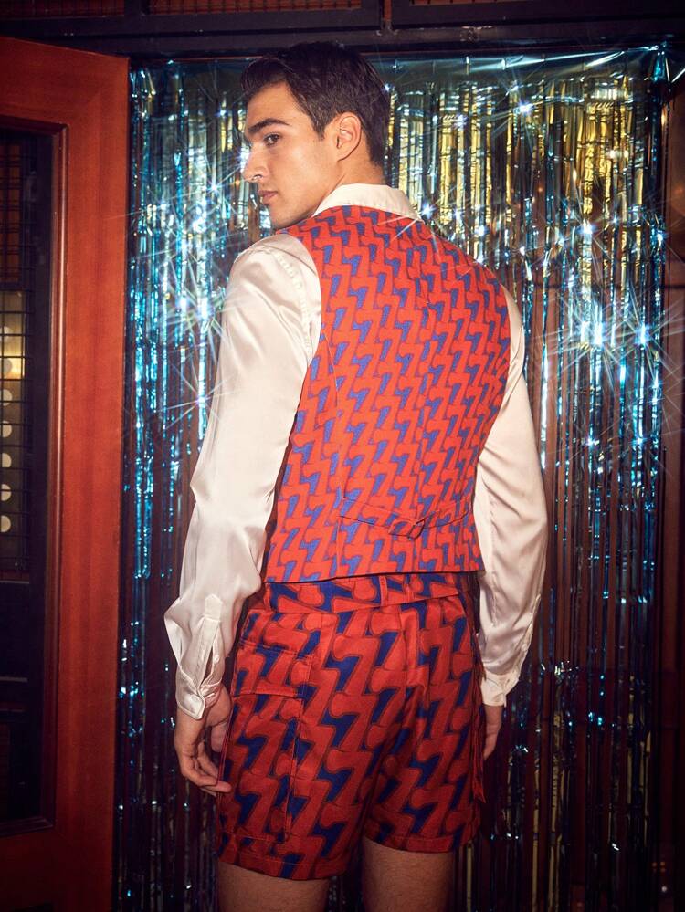 Men'S Geometric Printed Woven Vest