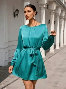 Aveloria Vestido De Manga Larga Con Cinturón Para Mujer