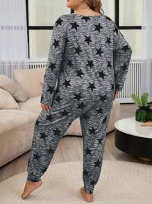 Freizeit Pyjama Set In Übergröße Mit Tie-dye Und Sternendruck