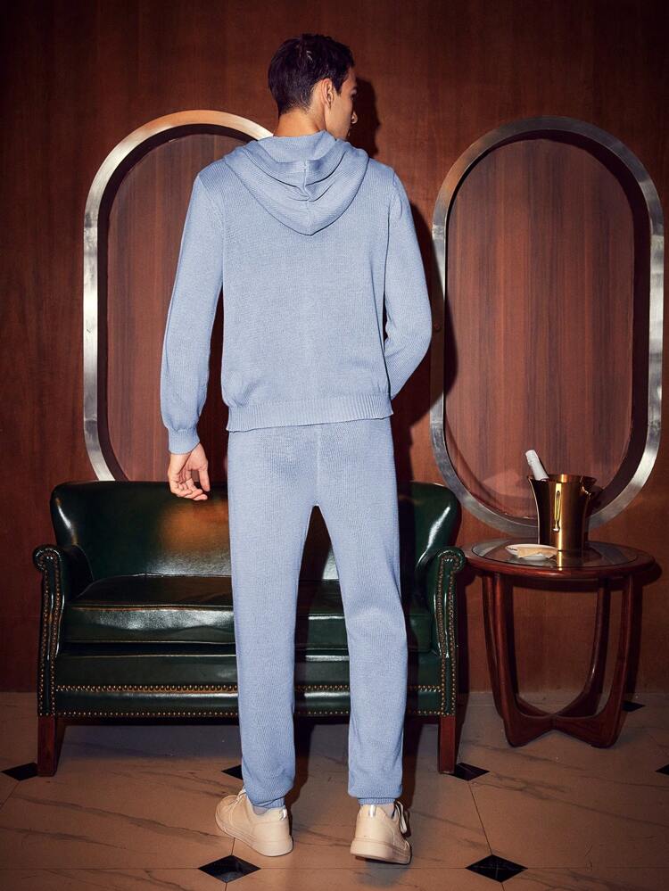 Men'S Hooded Long-Sleeved Sweater And Woolen Trousers Two-Piece Set