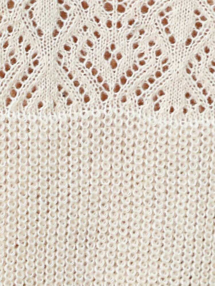 Ladies' Lapel Hollow Knitted Pullover Sweater Fall Winter