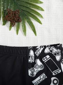 SHEIN 男童寬鬆休閒卡通圖案泳衣短褲 - 彩色 - 查看 3