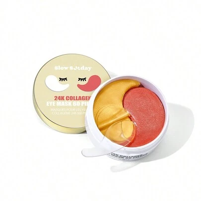 SlowSunday 24K Collagen Eye Mask, 30 Pairs, With Collagen & 24K Gold, Korean Collagen Eye Mask, Diminish Eye Bags, Improve Dark Circles, Tighten The Skin, Brigheten Eye Contour, Multiple Uses, For Nasolabial Folds And Forehead, Y2K, Ideal For Party, , Suitable For Summer