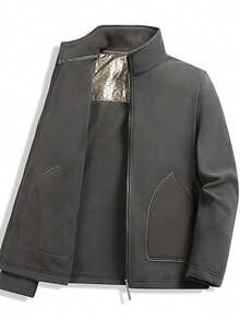 男士拉鍊前開休閒外套 - 綠色 - 查看 3