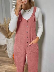 SHEIN LUNE 雙口袋連身褲 - 藕粉色 - 查看 5