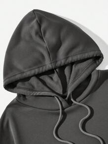 SHEIN Coolane 女錶情與標語印花連帽運動衫 - 深灰色 - 查看 4