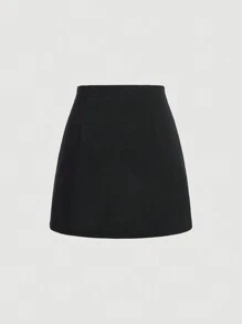 SHEIN MOD 红色格子A字迷你裙，节日派对女裙，S码套装，节日女装 - 黑色 - 查看 2