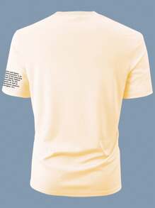 Manfinity Homme 男士字母印花短袖t恤 - 卡其色 - 查看 2